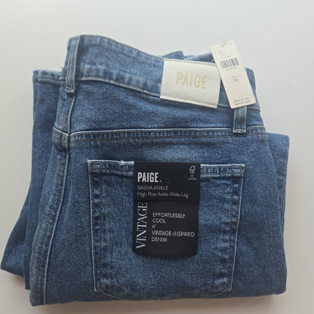 Paige Vintage Blue Denim Jeans, NWT, Womens Size 30
